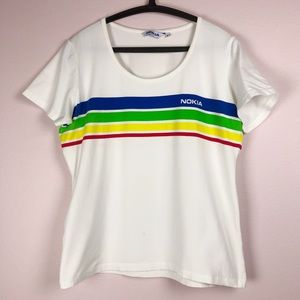 Vintage Nokie Phone Striped Stretch Shirt